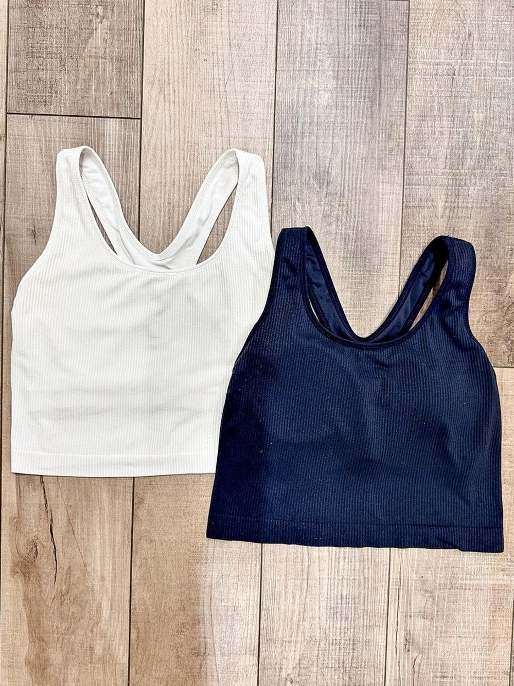 Calia Ribbed Tank Top 2-Pack in Black & White Small
